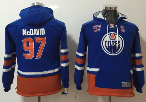 Oilers #97 Connor McDavid Light Blue Youth Name & Number Pullover NHL Hoodie